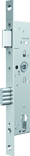 Assa abloy n1500 dørlås | dm40mm | stk 92mm | krumtaphul 8mm | frontplade rustfrit stål 24x270mm rektangulær | zamac forniklet lås | dr 1+3 2+4 - 10049531