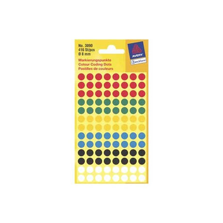 Kangaro label zweckform 8 mm rund assorteret blister