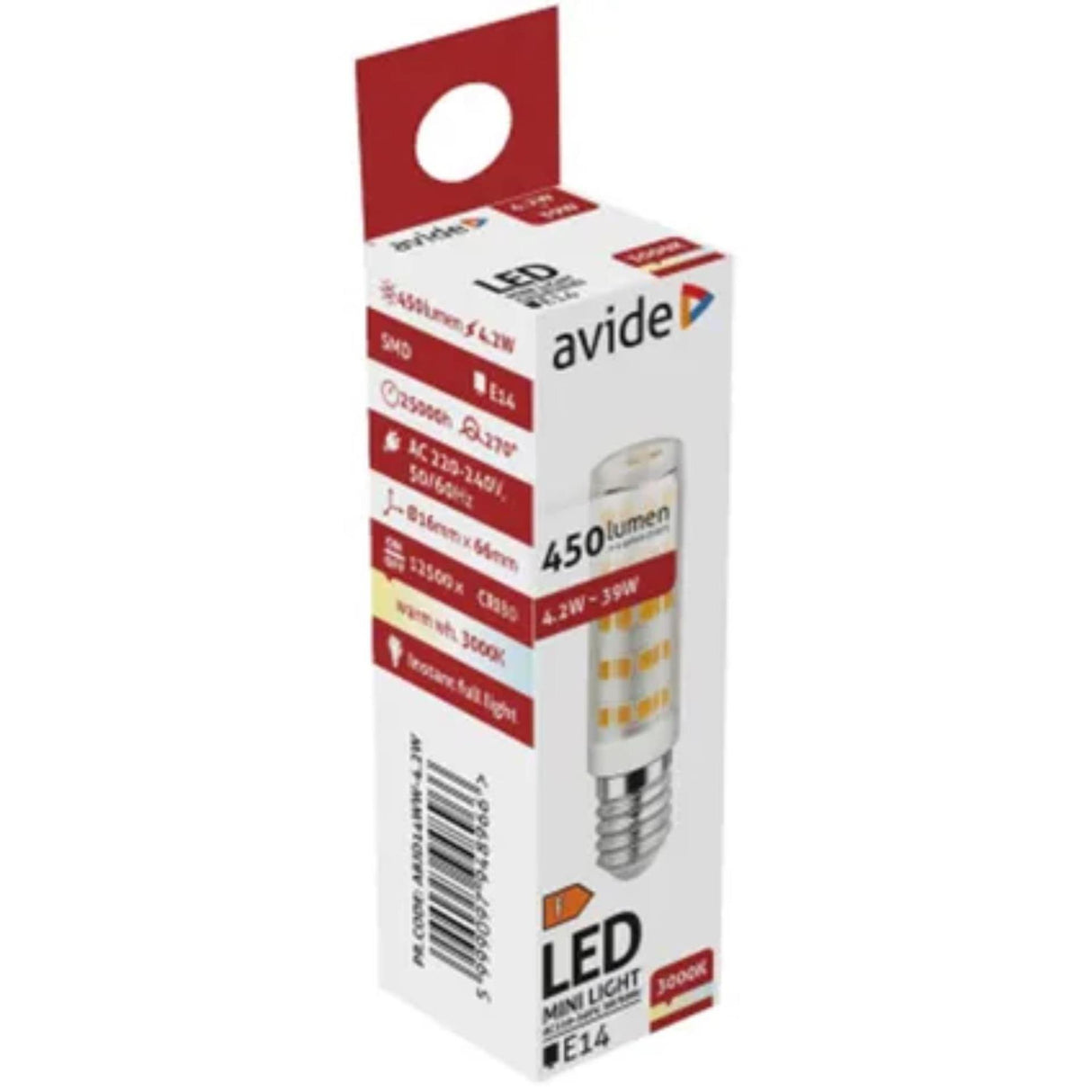 Avide LED-lampe 4,2W JD E14 WW 3000K