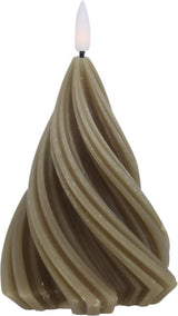 Home styling kaars led boom gedraaid h13cm taupe