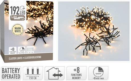 Home styling klyngebelysning 192led varm hvid