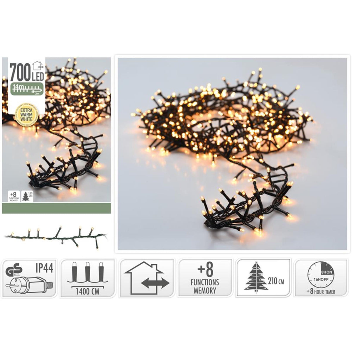 Julebelysning microcluster 700 LED