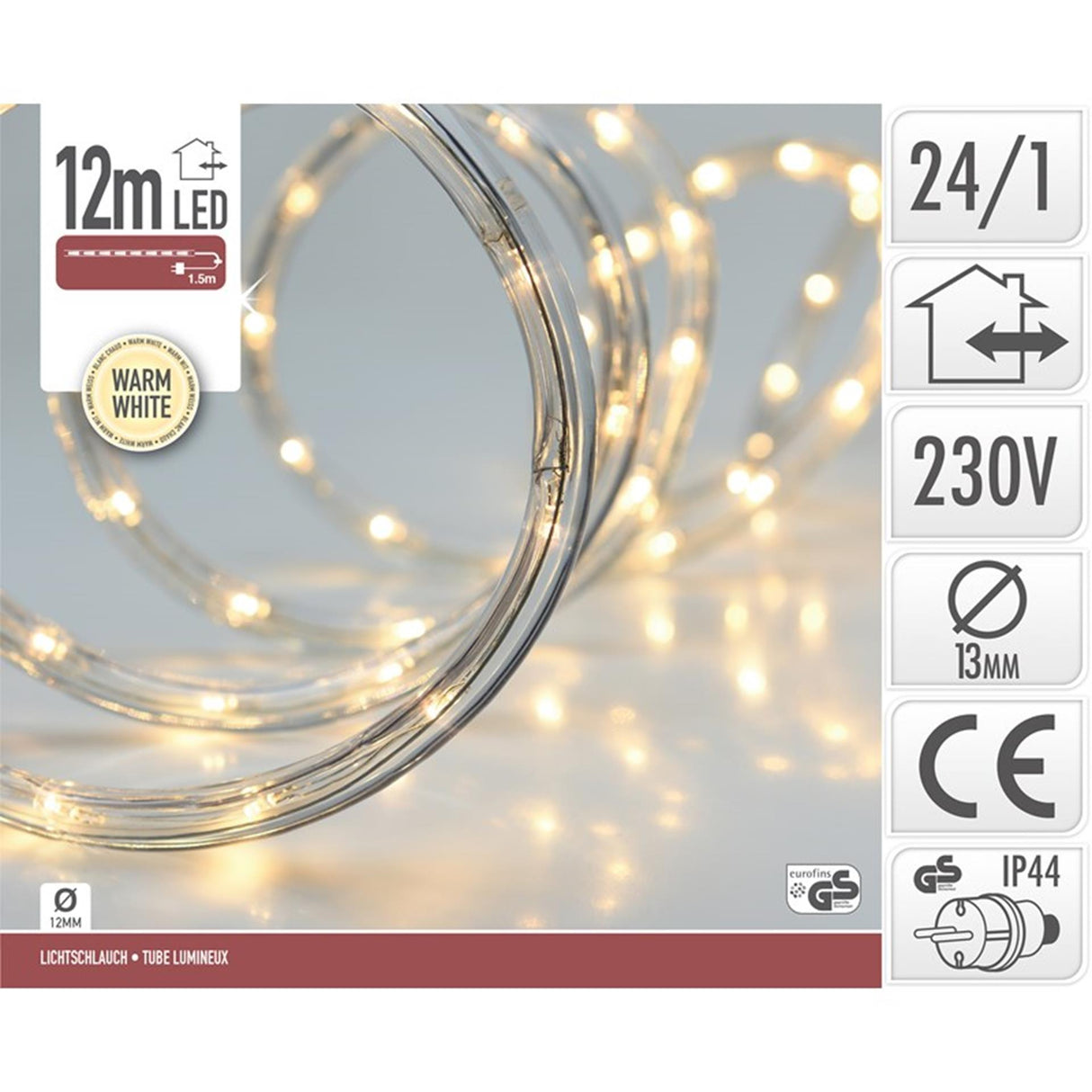 Rope light led dia.1,3x12 meter warmwit voor buiten