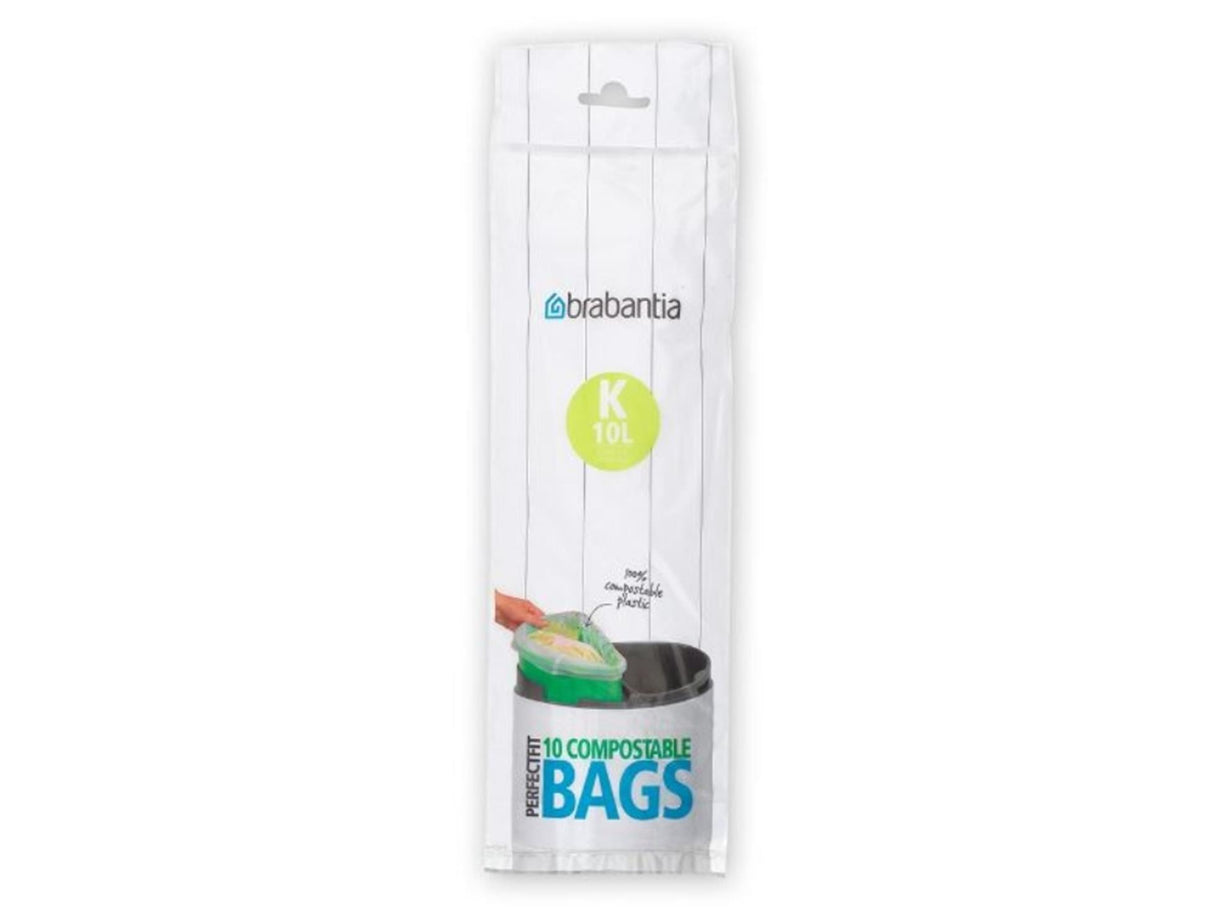 Brabantia perfekt pasform komposterbare 10 liters affaldssække k rulle med 10 poser