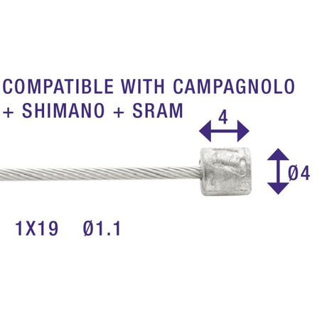 Skift indre kabel Elvedes 2250mm rustfrit stål Slick Ø1.1mm n-nippel (på kort)