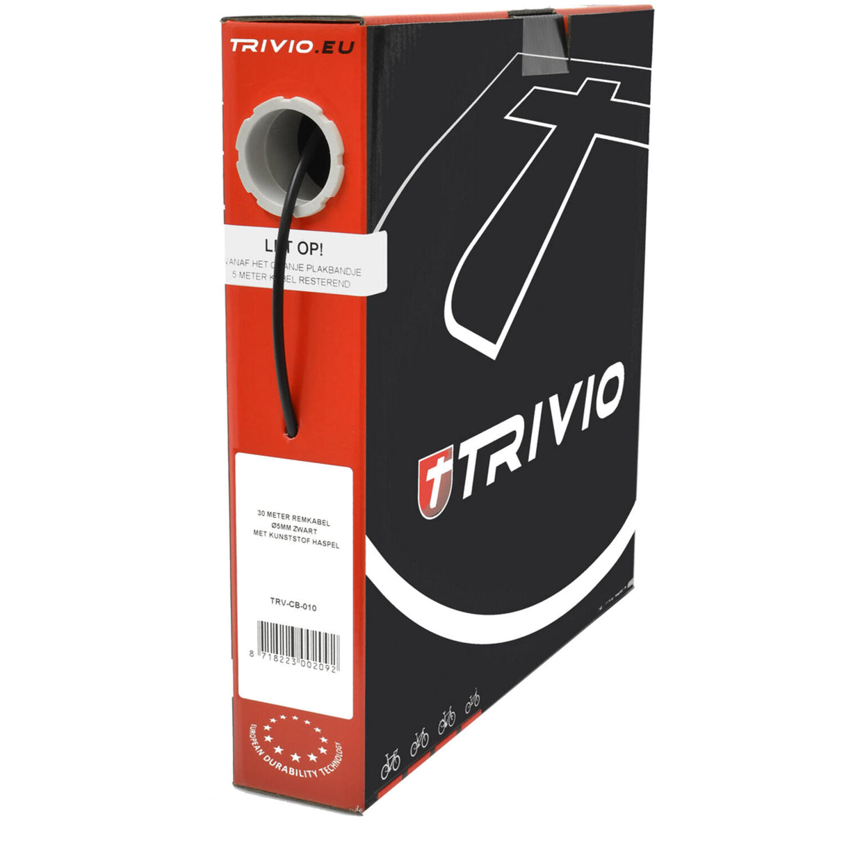 Trivio - bremse yderkabel ø5mm sort - rulle 30 meter