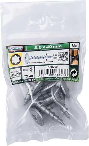 Connex stolpskrue tx40 8x40 vz taske 8stk - b30260