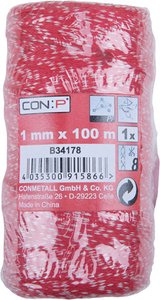Con:p pp reb 1mm 6kg rød hvid bob 100m - b34178