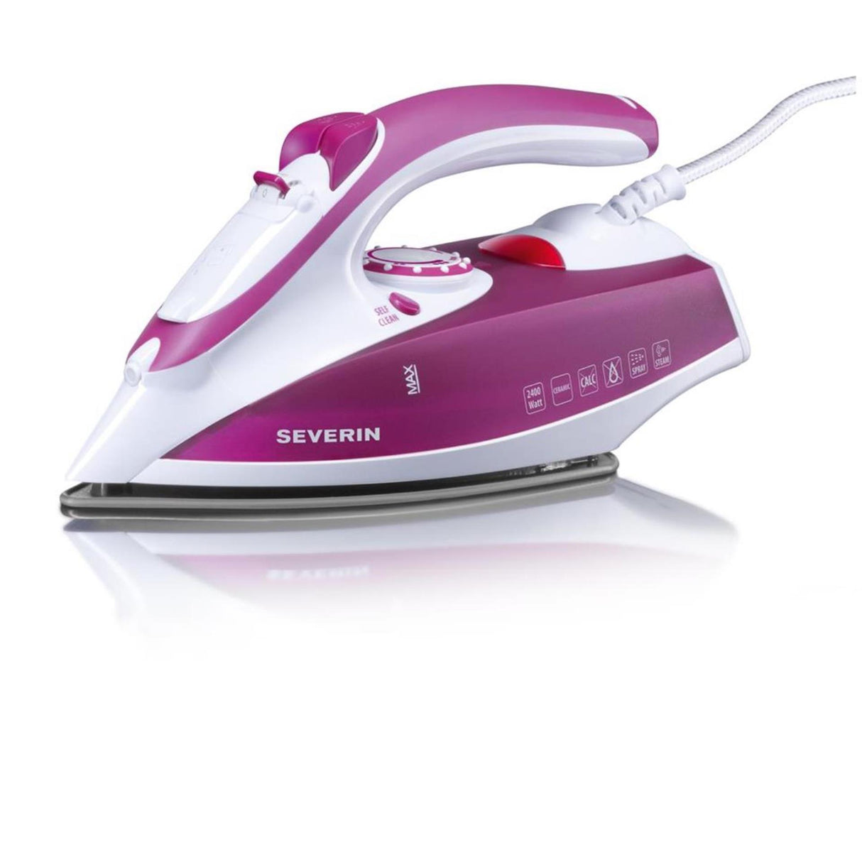 Severin dampstrygejern 2400w lilla hvid