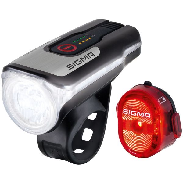 Belysningssæt Sigma Aura 80 USB -forlygte + Nugget II Taillight