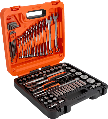 Bahco 1 4 en 1 2 diepe dopsleutelset met metrisch zeskantprofiel, inbussleutelset en combinatiesleutelset | 98 stuks - s98mc1h