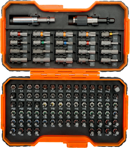 Bahco 59 s100bc-ip bitsæt | 100 dele | til slids, phillips®, pozidriv®, hexagon, robertson og torx | 59 s100bc-ip