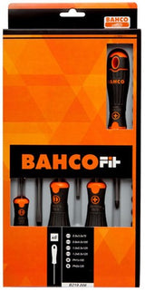 Bahco fit skruetrækkersæt med gummihåndtag, slidset, pozidriv - 6-delt - b219.016