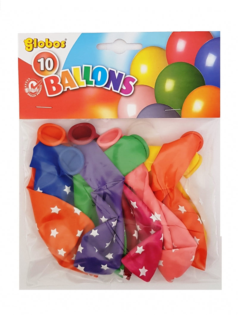 Globos balloner med hvide stjerner (nr.12 10stk)