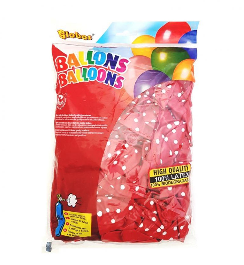 Globos balloner røde med prik (nr.12 100 i pose)