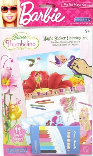 Van der Doelen Barbie Thumbelina vinduesklistermærker med farver og farvelægningsside