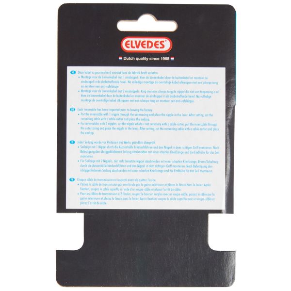 Elvedes bremse inderkabel 2.000 mm 1×19 gevind rustfrit stål ø1,5 mm med V-nippel ø5,5 × 10