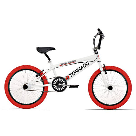 Royal BMX cykel - Bugatti tornado freestyle 20 tommer - hvid med røde dæk