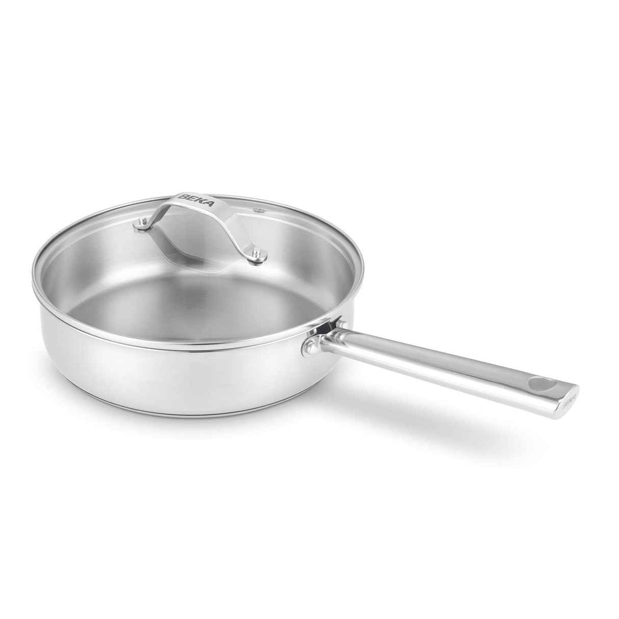 Beka cicla sauterpande med glaslåg 24cm rustfrit stål