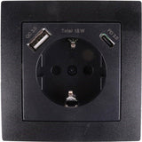 Enzo benson inbouw stopcontact ra + usb en usb-c zwart - 4650032