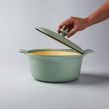 Berghoff ron kookpot met deksel gietijzer groen ø24cm