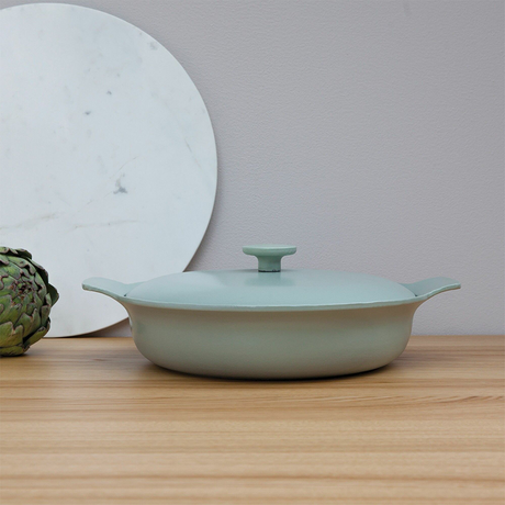 Berghoff ron sauteerpan met deksel gietijzer groen ø28cm