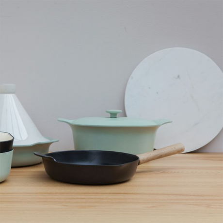 Berghoff ron sauteerpan met deksel gietijzer groen ø28cm