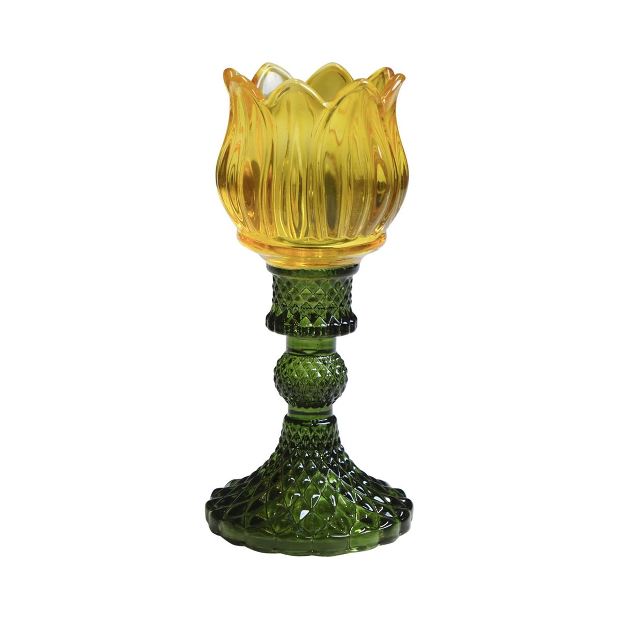 Mars mere fyrfadsstage tulipanglas gul 17cm