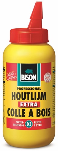 Bison trælim ekstra 750 gram - højkvalitets, vandafvisende hvid trælim, tørrer gennemsigtig, opløsningsmiddelfri, malbar, d3, stærkere end træ
