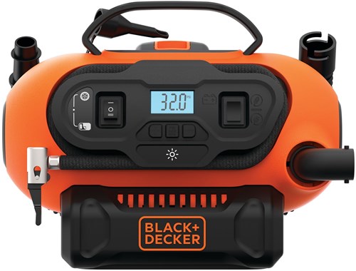 Black+decker bdcinf18n 11bar ac dc eller 18v ​​kompressor | universal ventiladapter | 230v adapter (1x 2,0ah batteri) - bdcinf18n-qs
