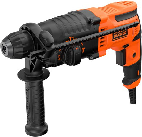 Black+decker behs01k 650w 1.4j sds+ borehammer | sidehåndtag | dybt stop | 6mm og 8mm betonbor | borepatronadapter | i tilfælde - behs01k-qs