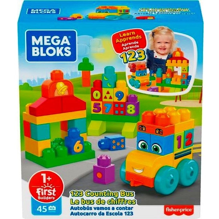 Mattel megablokke 1-2-3 tællebus med forskellige blokke med tal