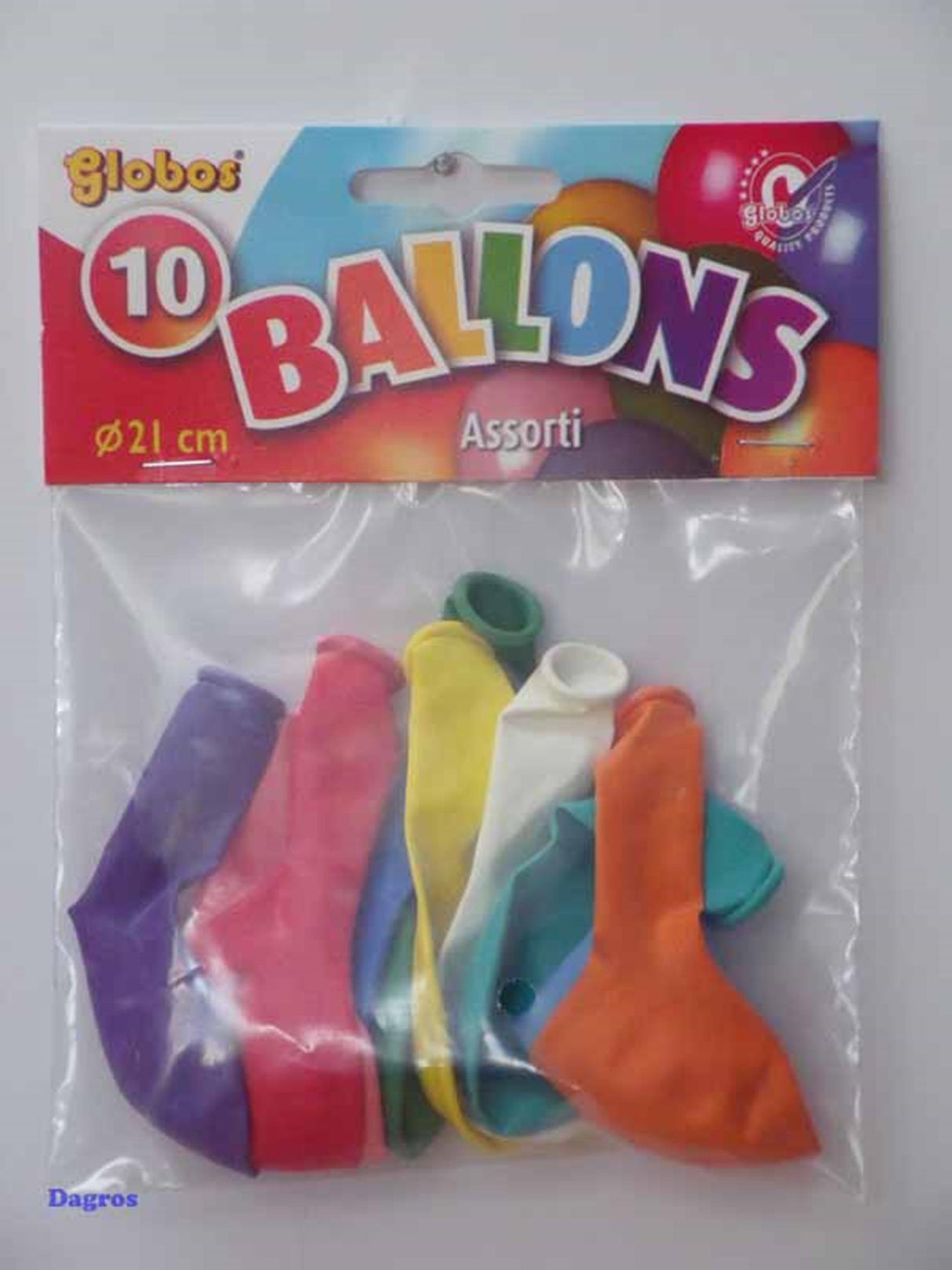 Globos balloner ã˜21cm forskellige farver mix pose med 10 stk