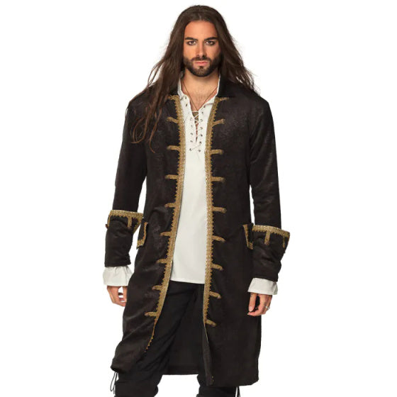 Boland piratjakke Mænd polyester sort guldstørrelse 52