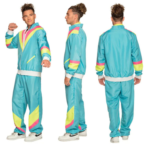 Boland Retro Tracksuit Mænds polyesterblå størrelse S