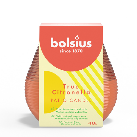 Bolsius udendørs terrasselys ægte citronella koral 94 91mm