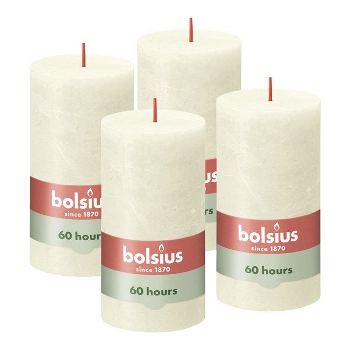 Bolsius rustik bloklys blød perle ø68x130 mm 60 timer (4 stk)