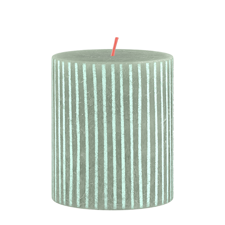 Bolsius søjlelys silhuet jadegrøn med tryk 8x6,8 cm