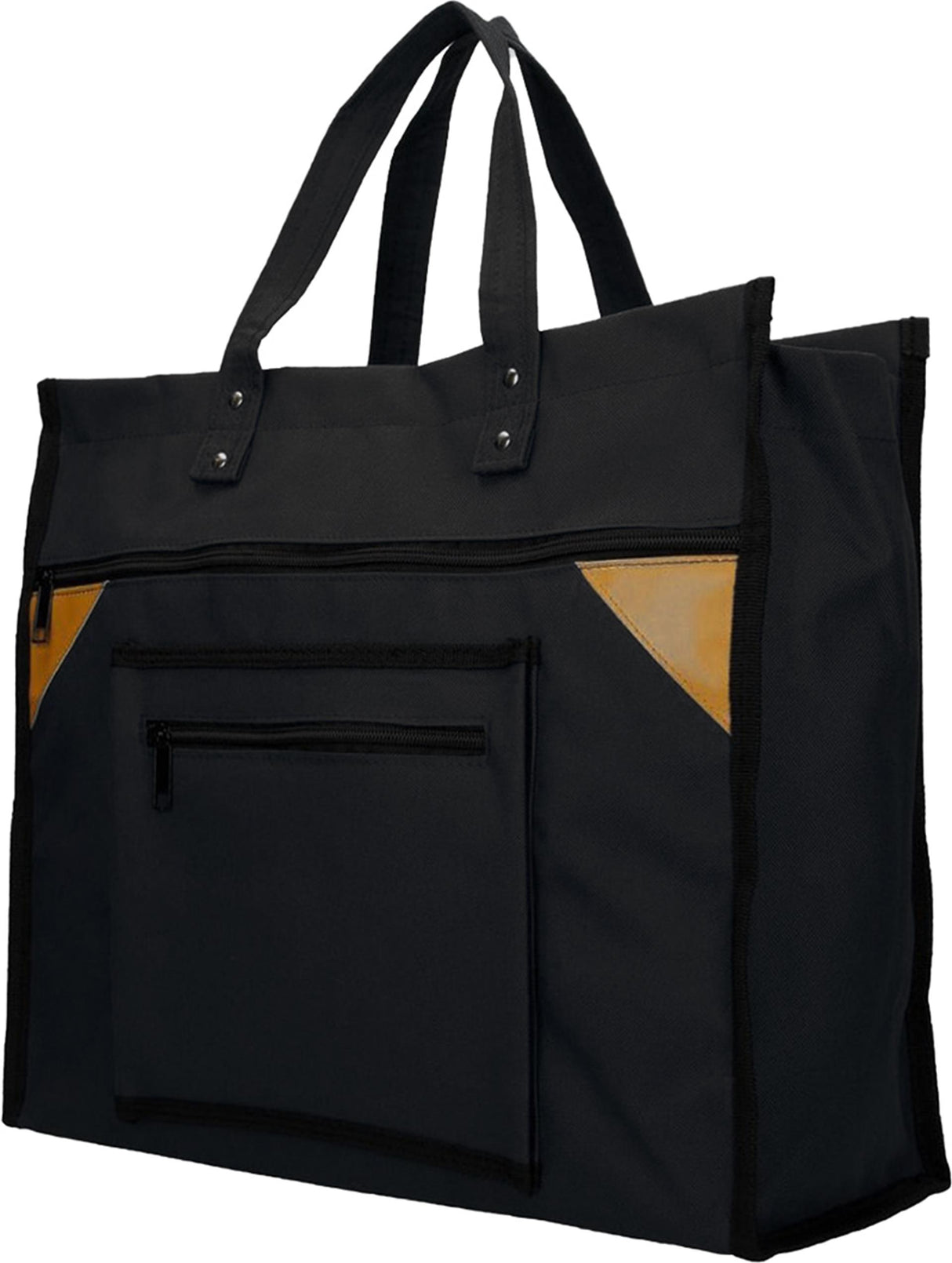 Indkøbstaske lærred bred sort 41x35x17cm
