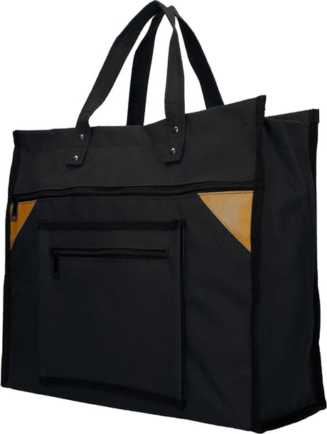 Indkøbstaske lærred bred sort 41x35x17cm