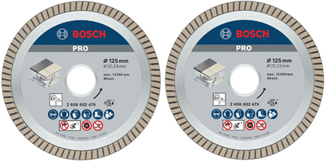 Bosch accessoires bosch 2 stuks diamantdoorslijpschijf best for ceramic extraclean turbo 125 x 22,23 x 1,4 x 7 mm (duopack) - 061599766z