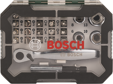 Bosch tilbehør 26-delt skruetrækker bit og skralde sæt med farvekodning - 2607017322