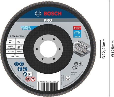 Bosch tilbehør 1 klapskive 125 x571, bedst til metal lige, 80 - 2608607328