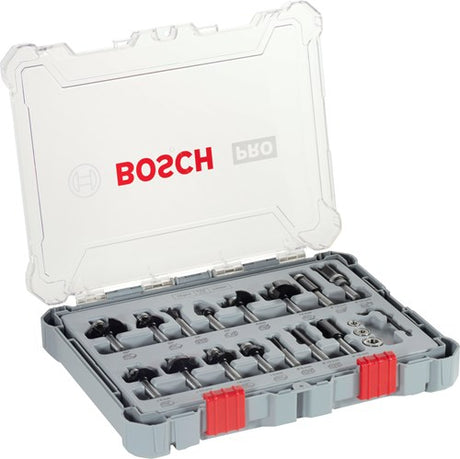 Bosch tilbehør 15-delt blandet fræsesæt - skaftdiameter 8 mm - 2607017472