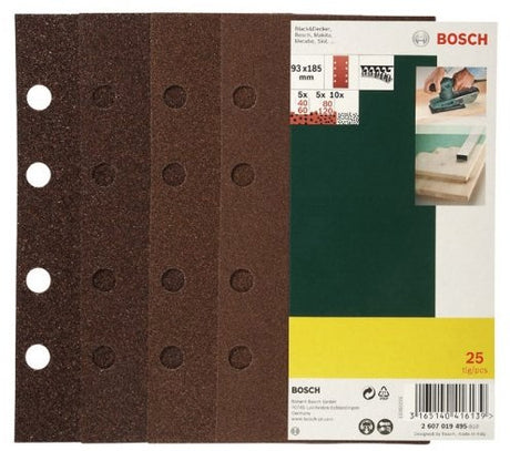 Bosch tilbehør 25-delt slibepladesæt 125 mm til excenterslibere, korn 40, 60, 80, 120 - 2607019495