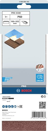 Bosch tilbehør 3 dæk 100x552 x440, bedst til træ+maling, k60 - 2608606162