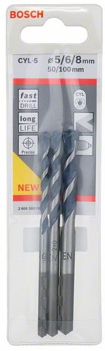 Bosch tilbehør 3-delt betonboresæt cyl-5 5; 6; 8 mm 3 stk - 2608588164