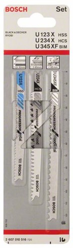 Bosch tilbehør 3-delt stiksavsklingesæt u 123 x; u 234 x; u 345 xf 1. - 2607010516