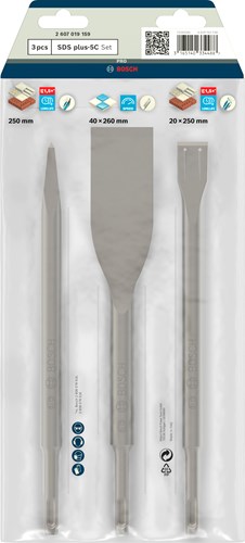Bosch tilbehør 3-delt professionelt SDS-plus mejselsæt | 2607019159 - 2607019159