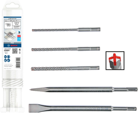Bosch tilbehør 5-delt sds-plus pro plus 5x bor og mejselsæt - 2607017515